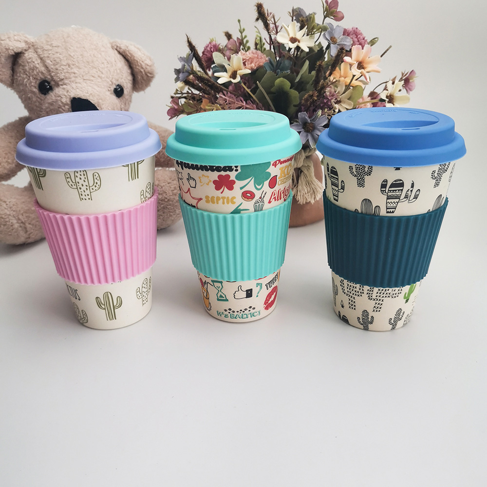 Tasse à café en mélamine/fibre de bambou de conception non toxique 400ML avec couvercles