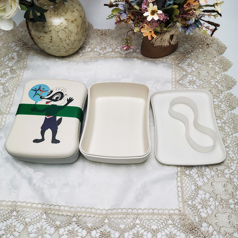 Boîte à bento carrée biodégradable écologique de couleur personnalisée