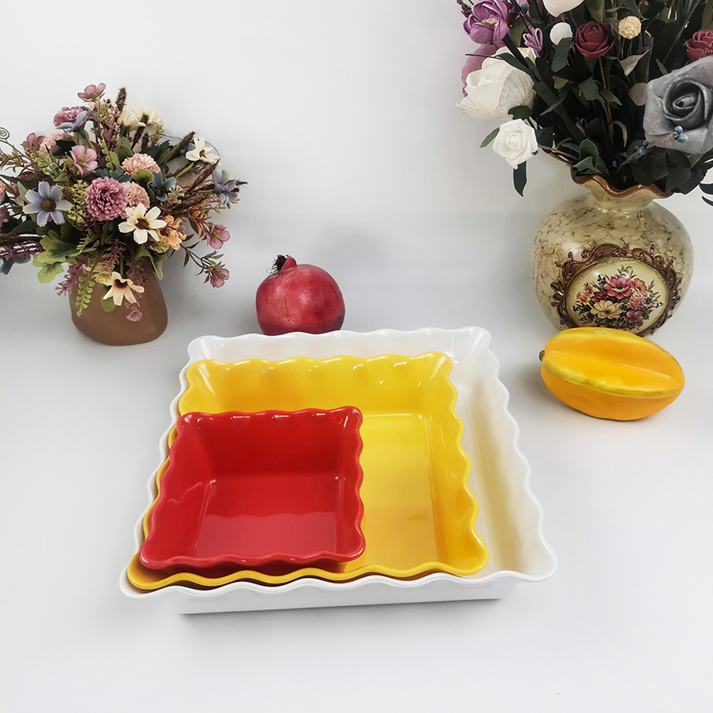 Bol à salade de fruits ondulé carré de cuisine au design unique