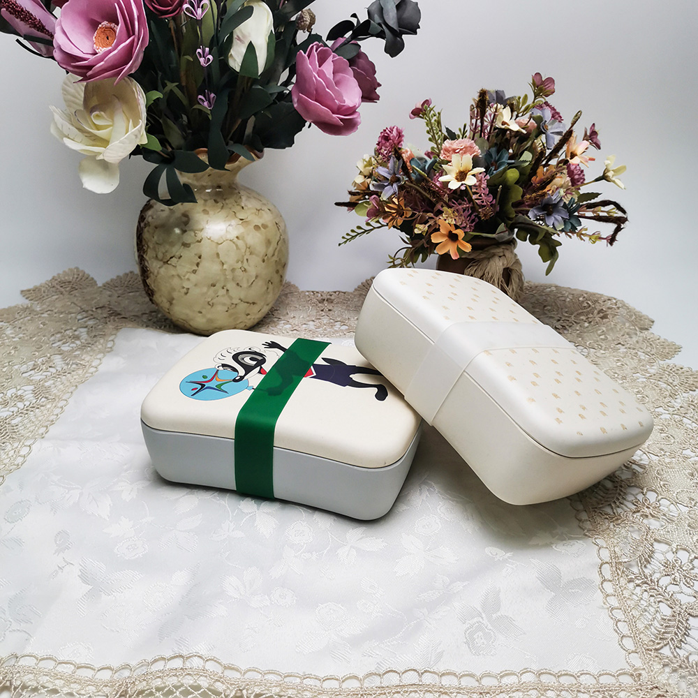 Boîte à bento carrée biodégradable écologique de couleur personnalisée