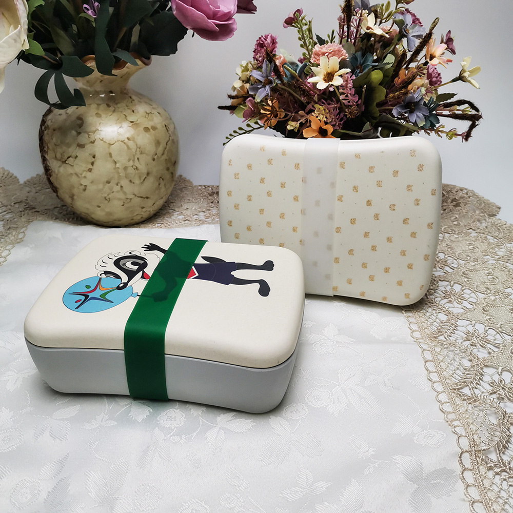 Boîte à bento carrée biodégradable écologique de couleur personnalisée
