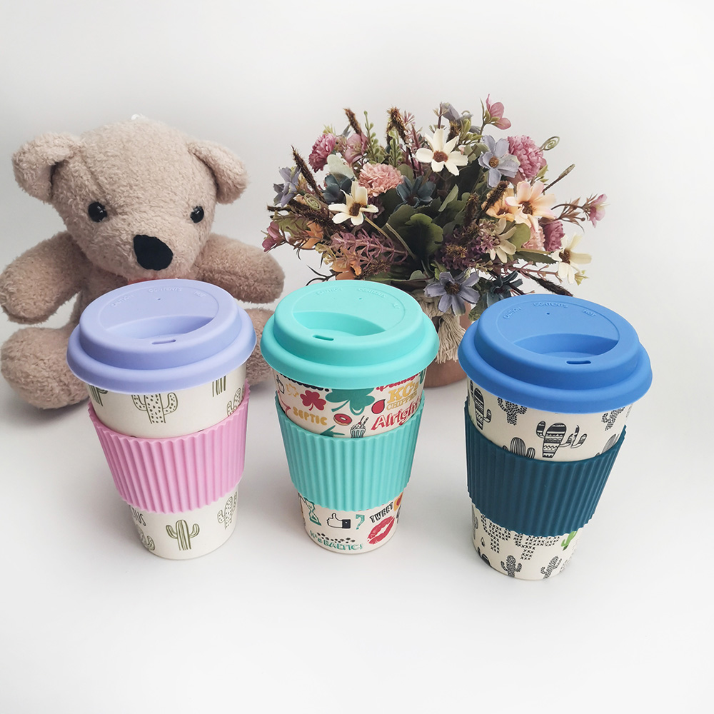 Tasse à café en mélamine/fibre de bambou de conception non toxique 400ML avec couvercles
