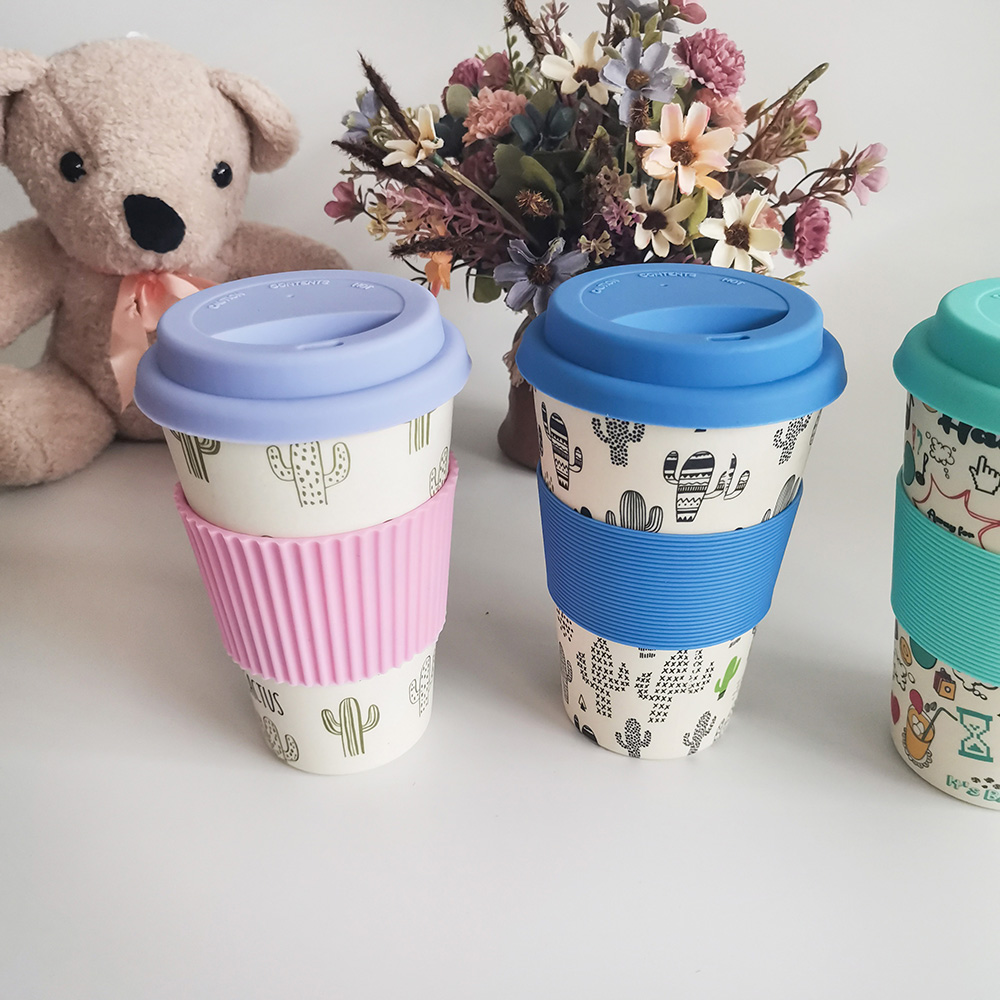 Tasse à café en mélamine/fibre de bambou de conception non toxique 400ML avec couvercles