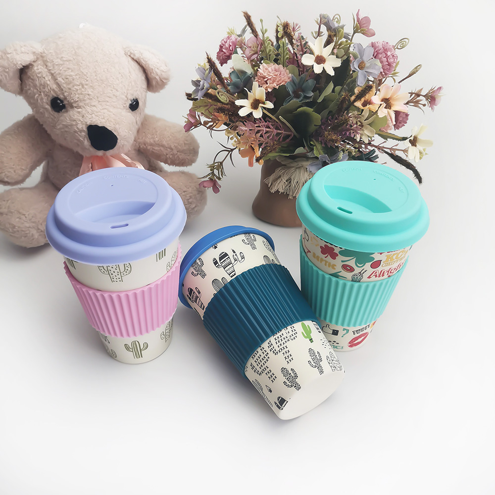 Tasse à café en mélamine/fibre de bambou de conception non toxique 400ML avec couvercles