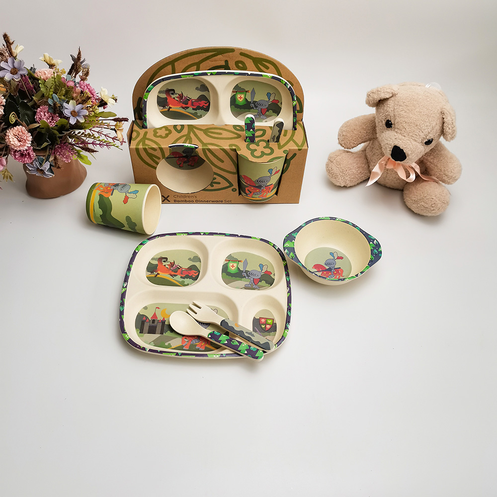 Ensemble de vaisselle pour enfants naturel de haute qualité avec bol plateau alimentaire cuillère fourchette tasse